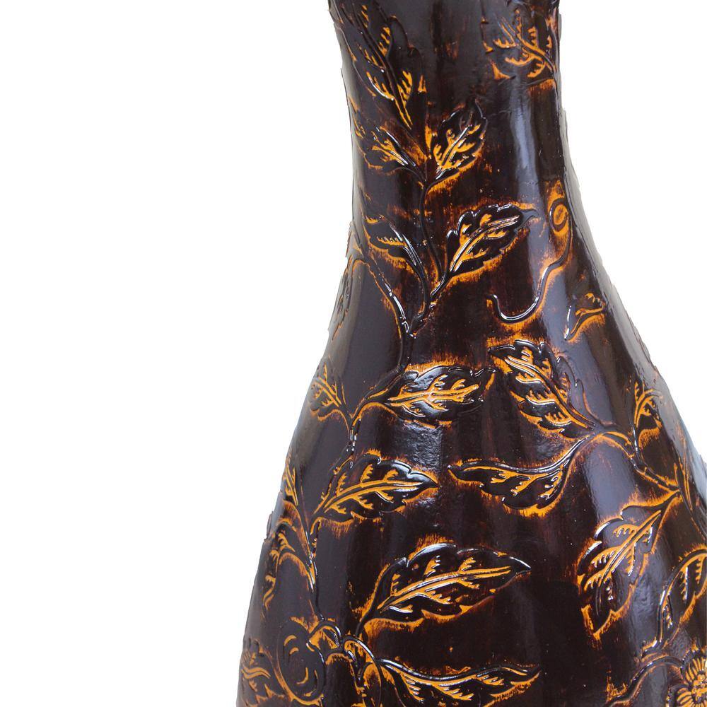 Traditional Brown Trumpet Shaped 36" Plastic Floor Vase