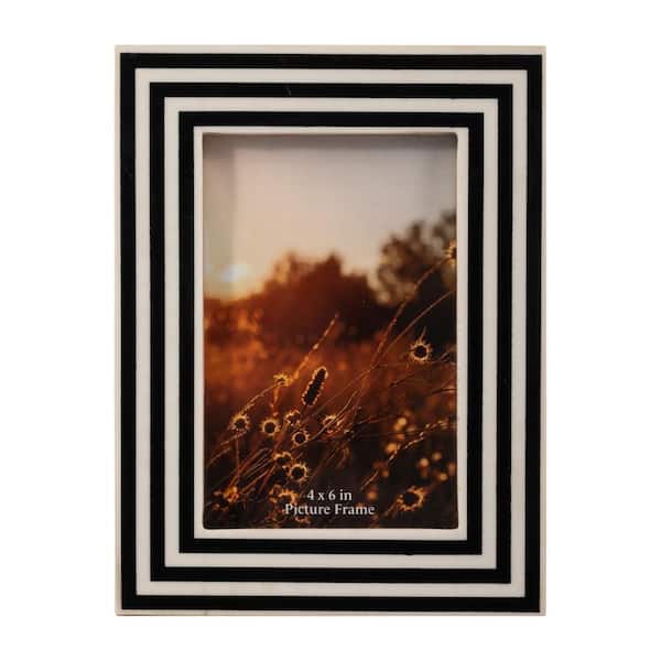 4 in. x 6 in. Black Resin Dimensional Lines Picture Frame with Glass Front