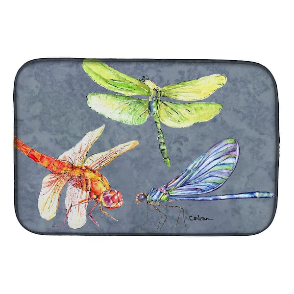 Caroline's Treasures 8865DDM Dragonfly on Purple Dish Drying Mat, 14 x 21,  multicolor 