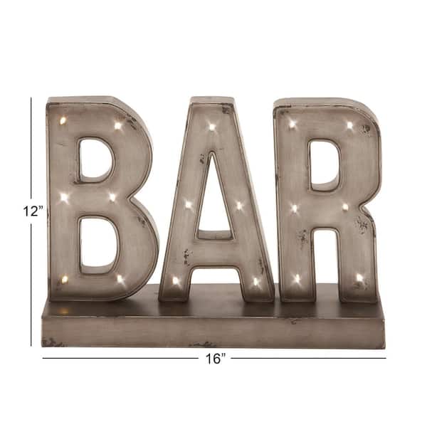 12 in. H Metal Bar Decorative Sign with LED Lights