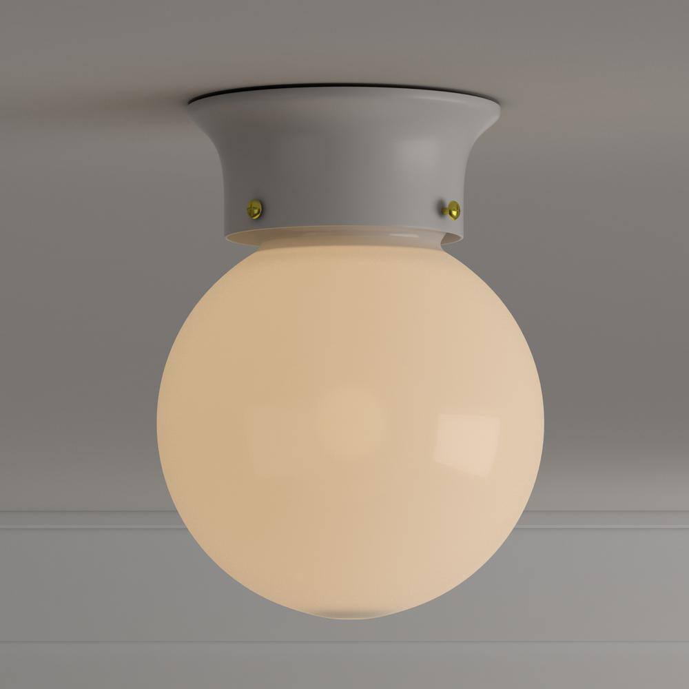 Minimalist White Glass Globe Flush Mount Ceiling Light