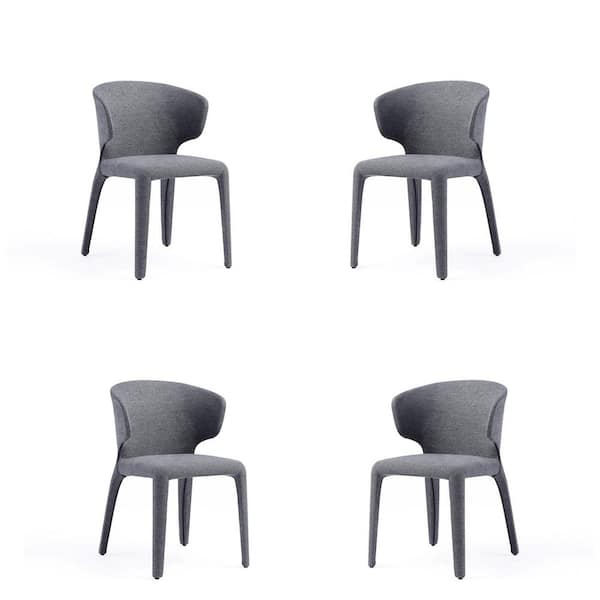 Manhattan Comfort Conrad Grey Woven Tweed Dining Chair (Set of 4)