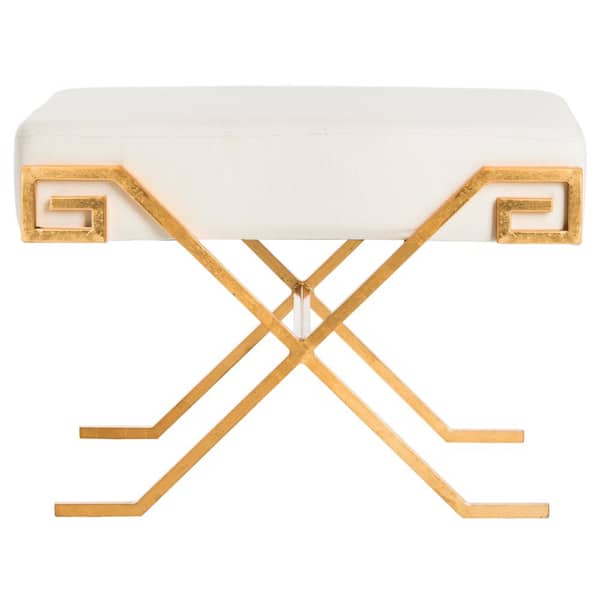 SAFAVIEH Luna Off-White/Gold Upholstered Entryway Bench