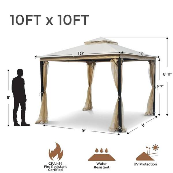 JOYRACER 10 ft. x 10 ft. Outdoor Soft-Top Gazebo with