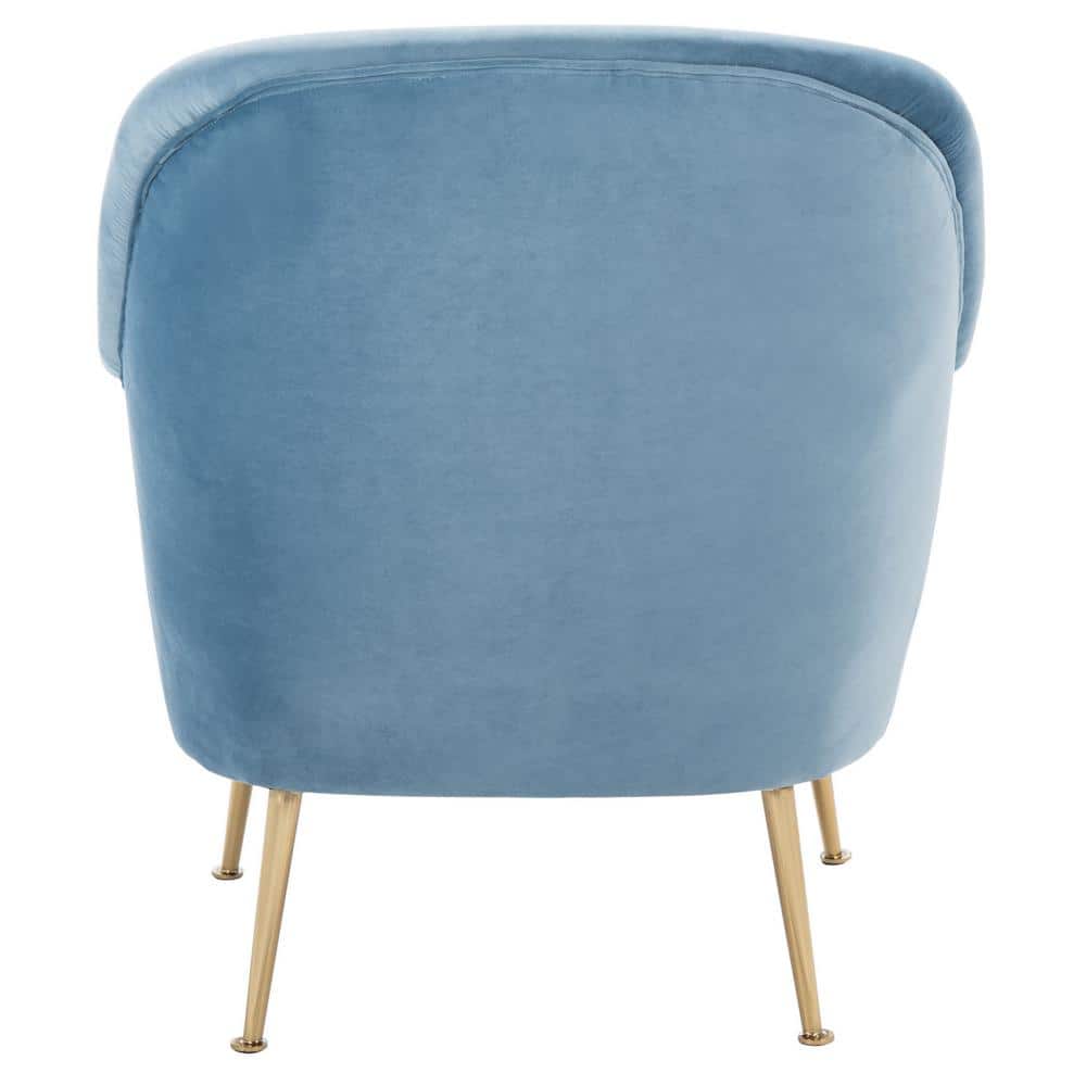 Rodrik Light Blue Velvet and Wood Accent Chair
