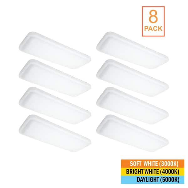 Commercial Electric 8-Pack 24 in. x 10 in. Classic White LED Flush