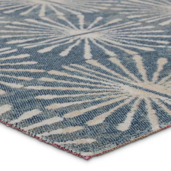 Calvary 3 ft. x 10 ft. Blue/Cream Geometric Indoor/Outdoor Runner Area Rug