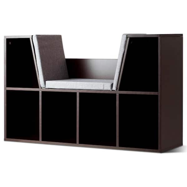 Costway 40.5 in. Brown 6-Cubby Kid Storage Cabinet Cushioned Bookcase Multi-Purpose Reading Shelf