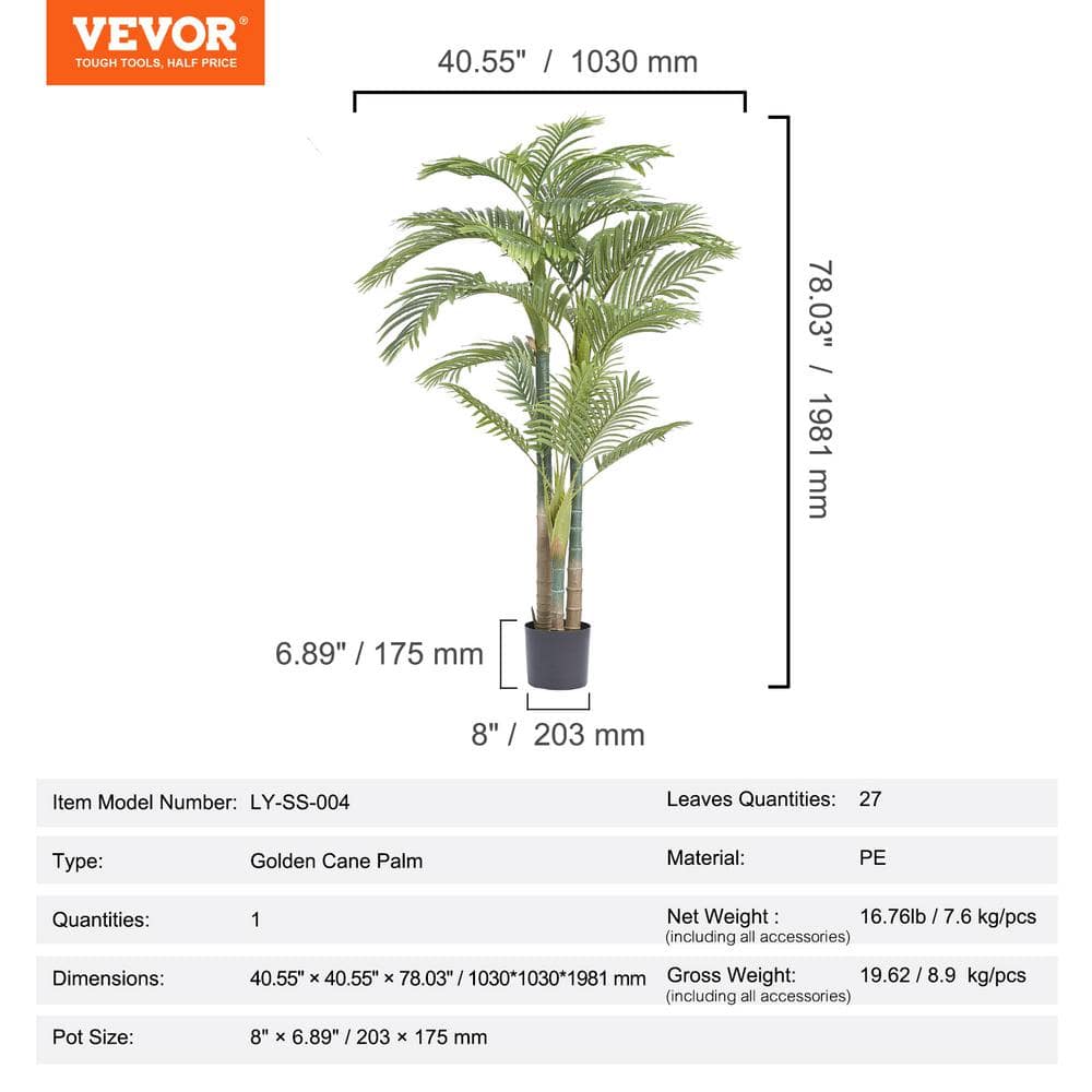 6.5 FT Green Plastic Potted Palm Floor Plant