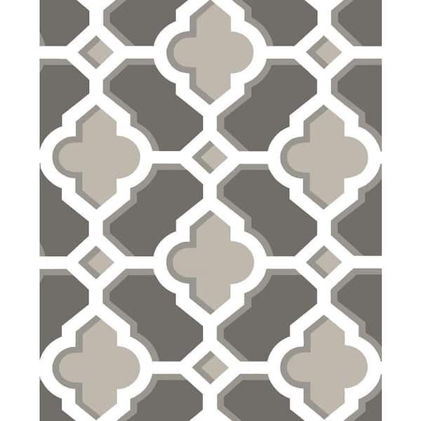 A-Street Prints Lido Grey Quatrefoil Paper Strippable Roll Wallpaper (Covers 56.4 sq. ft.)