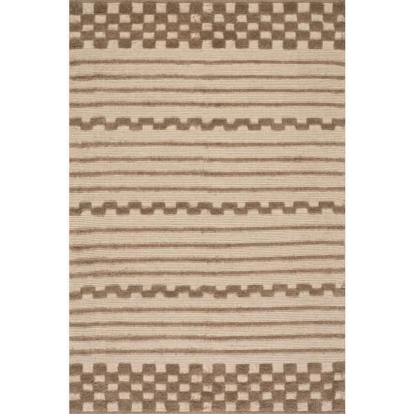 Carmeon Hamilton x Rugs Nubi Bohemian Striped Hand Woven Brown 9 ft. x 12 ft. Indoor Area Rug
