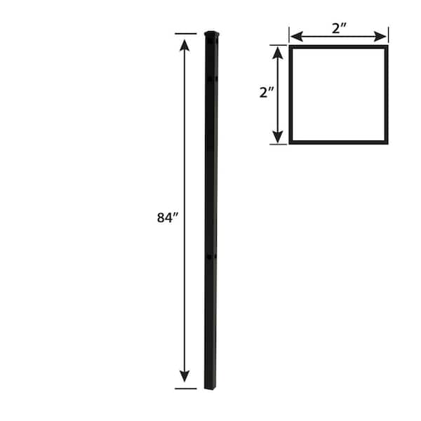 FORGERIGHT Vinings 2 in. x 2 in. x 7 ft. Black Aluminum Fence Corner Post with Flat Cap