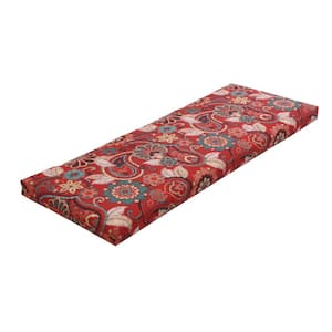 17.5 in. x 46.5 in. x 3 in. Rectangular Outdoor Bench Cushion in Cliveden Chili