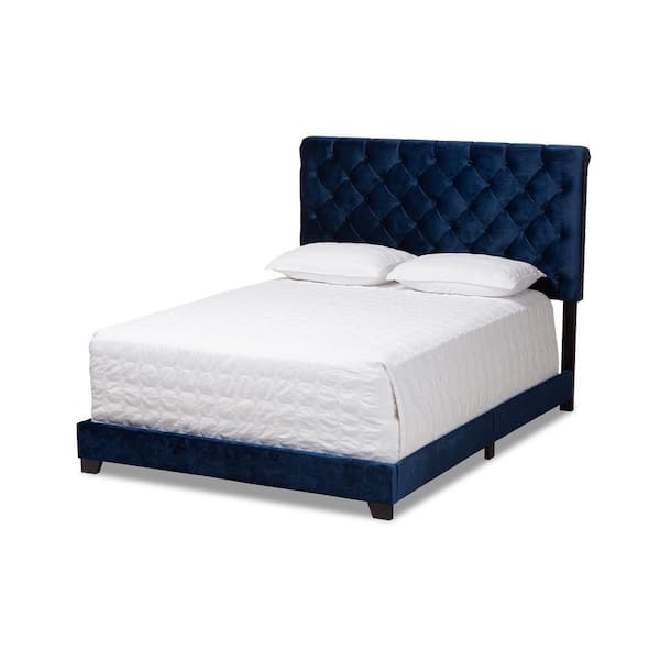 Baxton Studio Candace Navy Blue Queen Bed 149 8948 HD The Home Depot