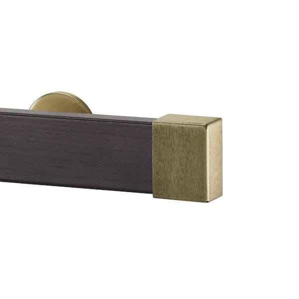 Art Decor Kontur Wood 48 in. Single Traverse Rod Set in Wenge with Endcap in Antique