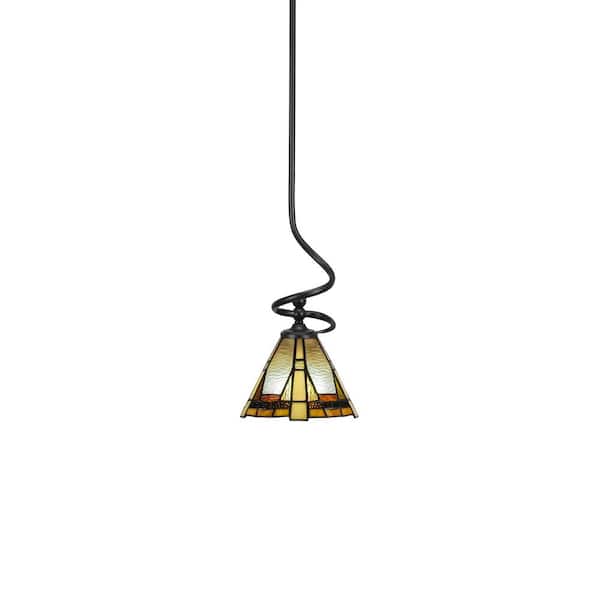 Unbranded Royale 100 W 1-Light Matte Black Standard Mini Pendant Light with Glass Shade