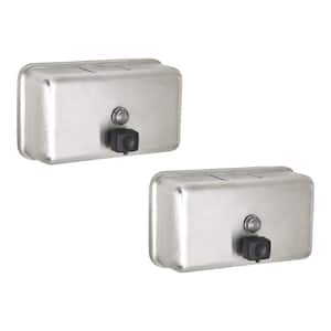 40 oz. Stainless Steel Horizontal Manual Surface-Mounted Liquid Soap Dispenser (2-Pack)