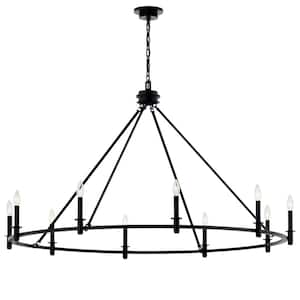 Carrick 54.25 in. 10-Light Black Traditional Candle Circle Chandelier for Dining Room