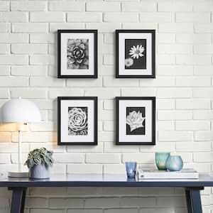 8 in. x 10 in. Matted to 5 in. x 7 in. Black Gallery Wall Picture Frame (Set of 4)