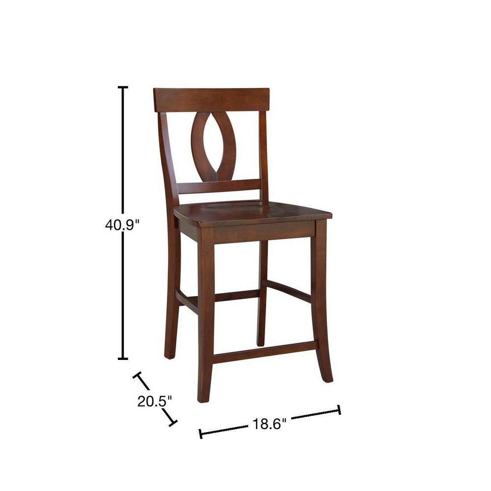 Elegant Roma Solid Hardwood Counter Height Barstool in Espresso