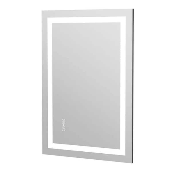 Unbranded 28 in. W x 20 in. H LED Frameless Rectangular White Mirror for Living Room
