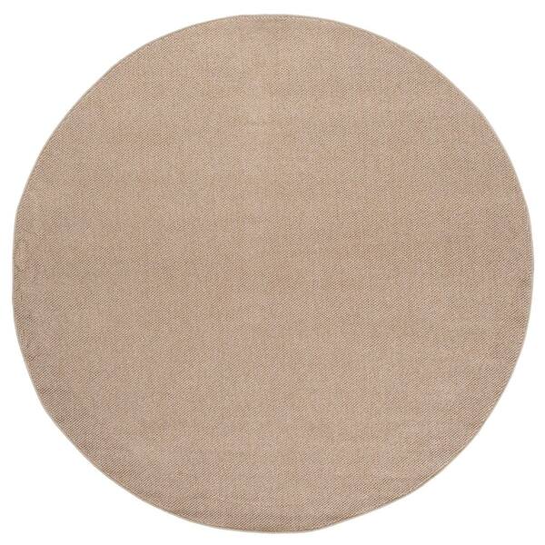Highland Plain 7 ft. x 7 ft. Gold/Ivory Textured Round Rug