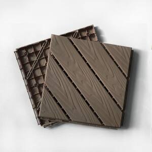 Tidoin Outdoor 1 ft. x 1 ft. Composite Deck Tile in Light Coffee(35 Per Box)