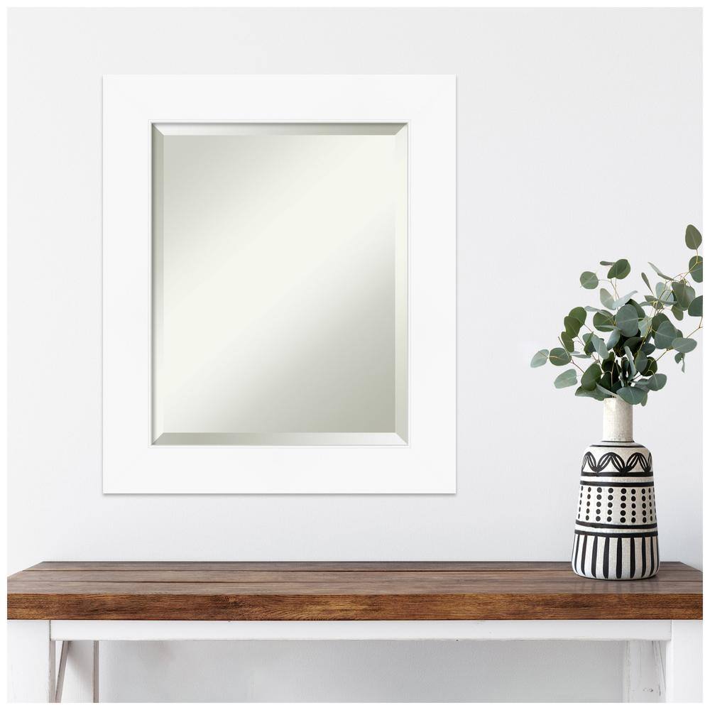 Cabinet White Framed Rectangular Wall Mirror 21.38 x 25.38 Inches
