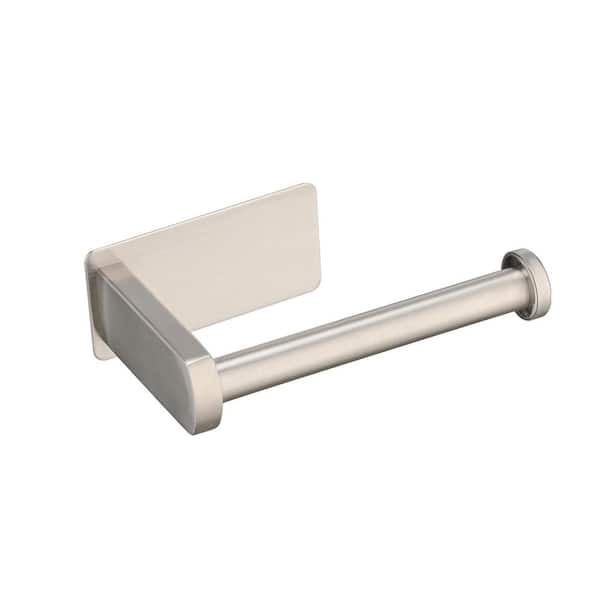 Modern Wall-Mount Single Post Toilet Paper Holder in Brushed Nickel Stainless Steel, Rustproof Adhesive
