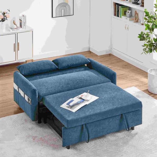 Polibi 55.1 in. Square Arm Microfiber Rectangle Sofa with