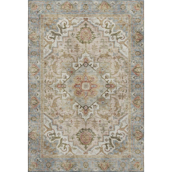 Mayfield Premium Machine Washable Abstract AMF2163 Beige 9 ft. x 12 ft. Area Rug