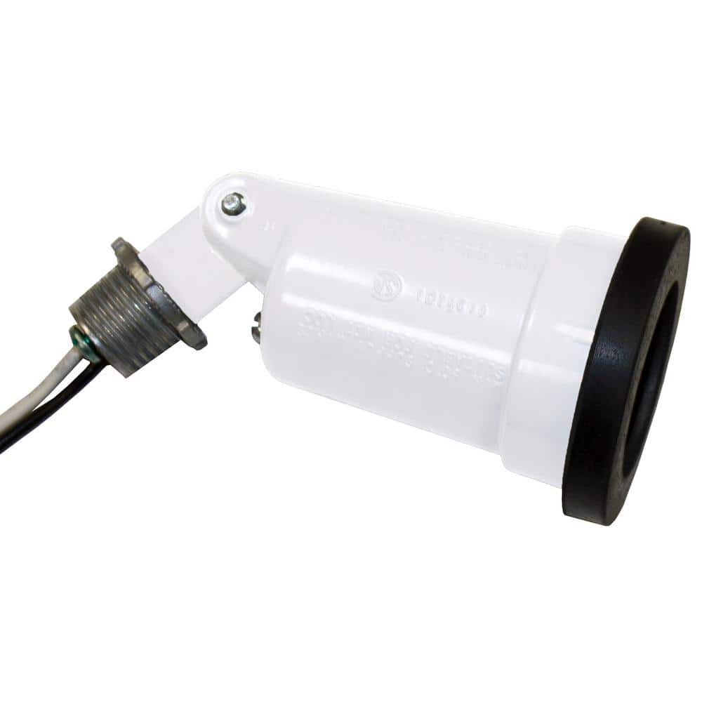 Weatherproof Metal Security Lamp Holder, White