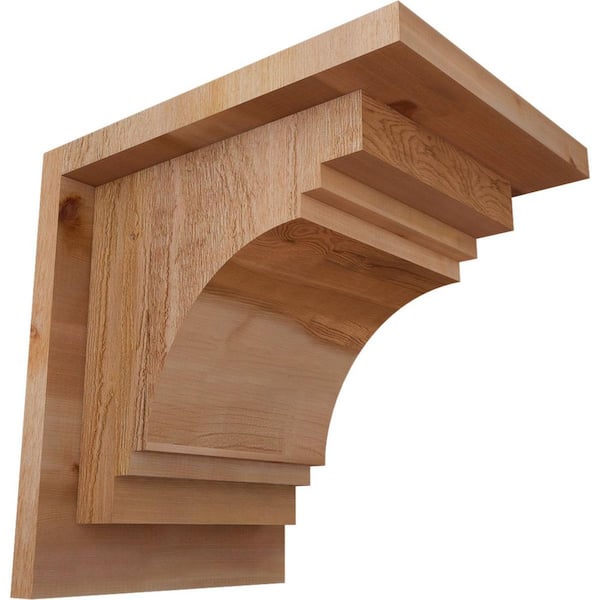 Ekena Millwork 8 in. x 10 in. x 10 in. Western Red Cedar Pescadero Rough Sawn Corbel with Backplate