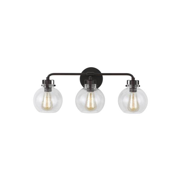 Feiss Clara 24 In 3 Light Oil Rubbed, Oil Rubbed Bronze Vanity Light Seeded Glass