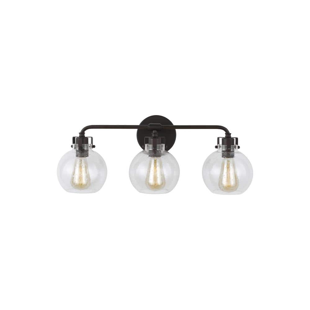 Clara Seeded Glass 3-Light Bath Vanity in Oil Rubbed Bronze