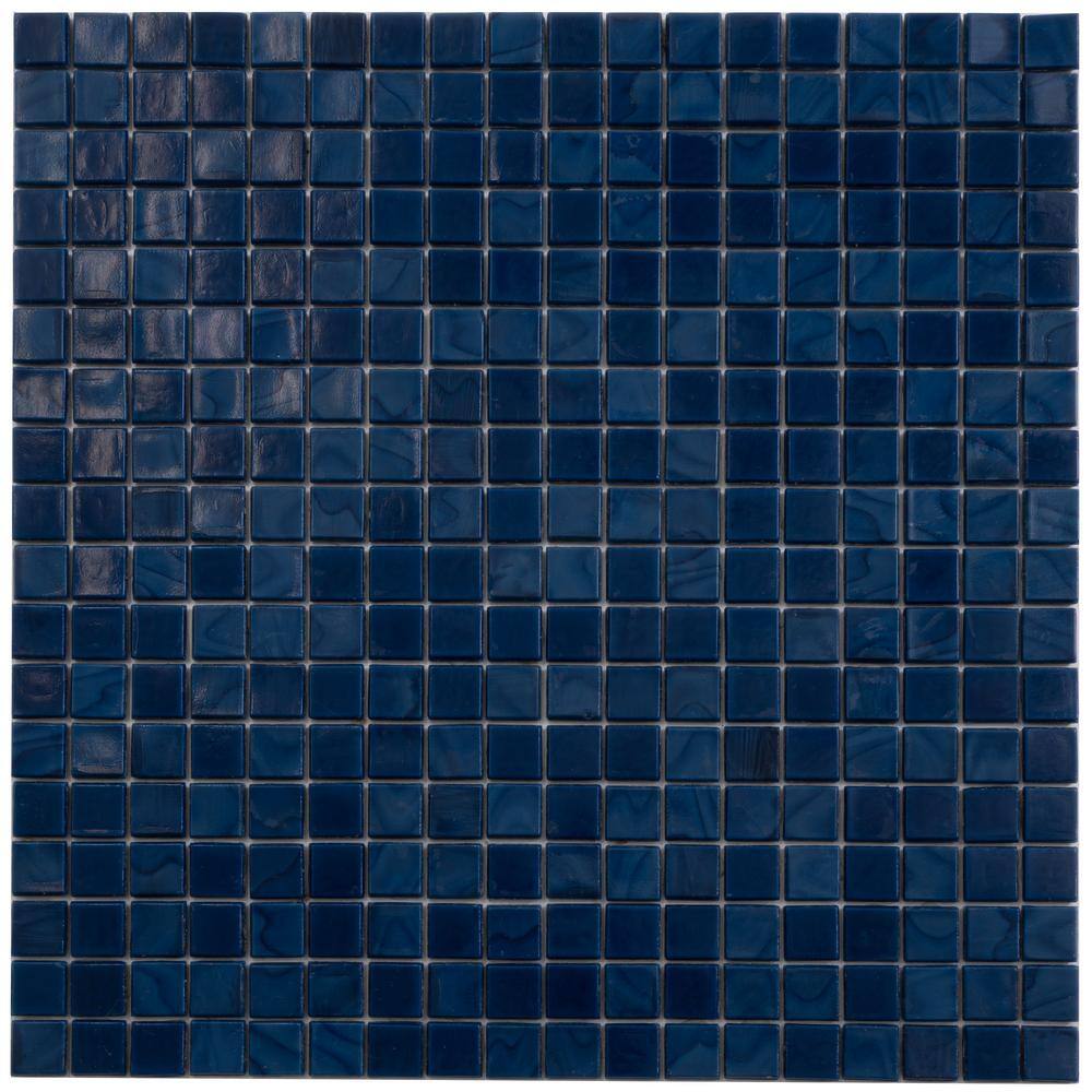 Skosh 11.6" x 11.6" Glossy Navy Blue Glass Mosaic Tile