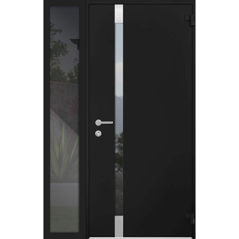 6777 46 in. x 80 in. Right-Hand/Outswing Tinted Glass Black Enamel Steel Prehung Front Door with Hardware price history on PriceWatchPro