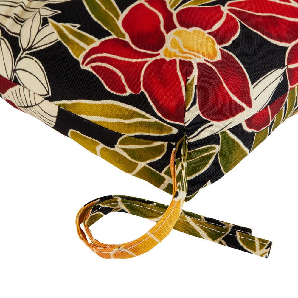 Aloha Black Floral High Back Outdoor Chair Cushions Set