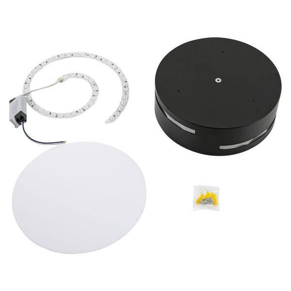 OUKANING 11.81 in. Black Modern Flush Mount Ceiling Light