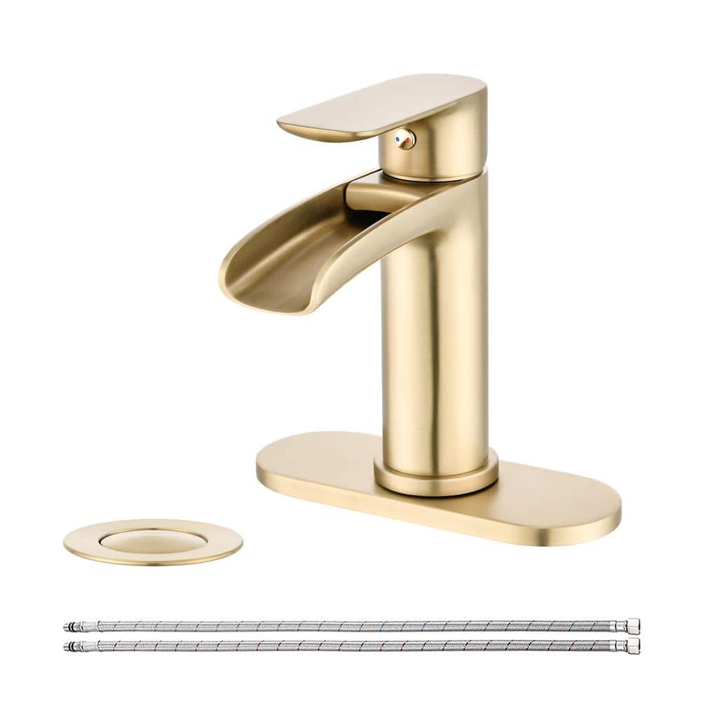 Single Handle Single-Hole Bathroom Faucet with Pop-up Drain Assembly and De