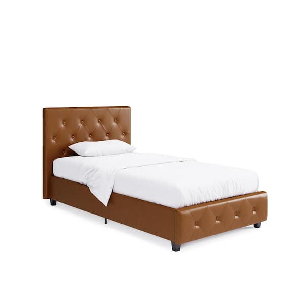 DHP Dean 43.5 in. W Camel Faux Leather Upholstered Twin Bed