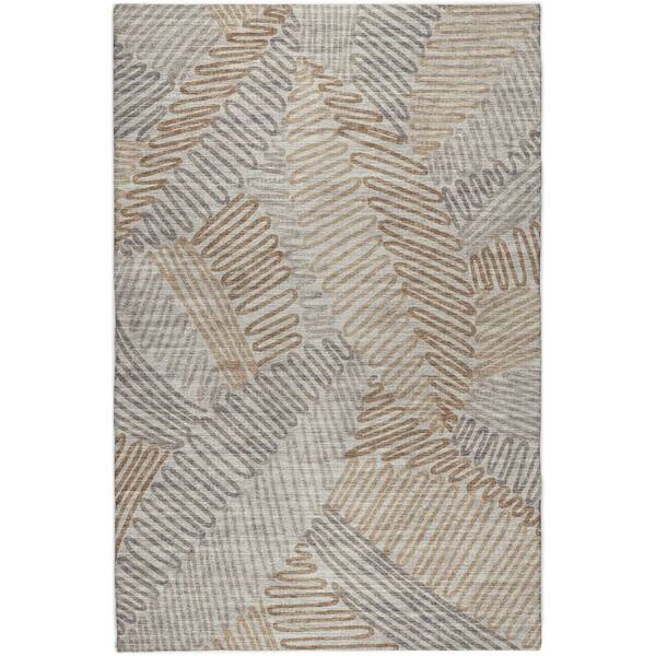 Dream Shag Premium Machine Washable Abstract ADS117 Mocha 9 ft. x 12 ft. Area Rug