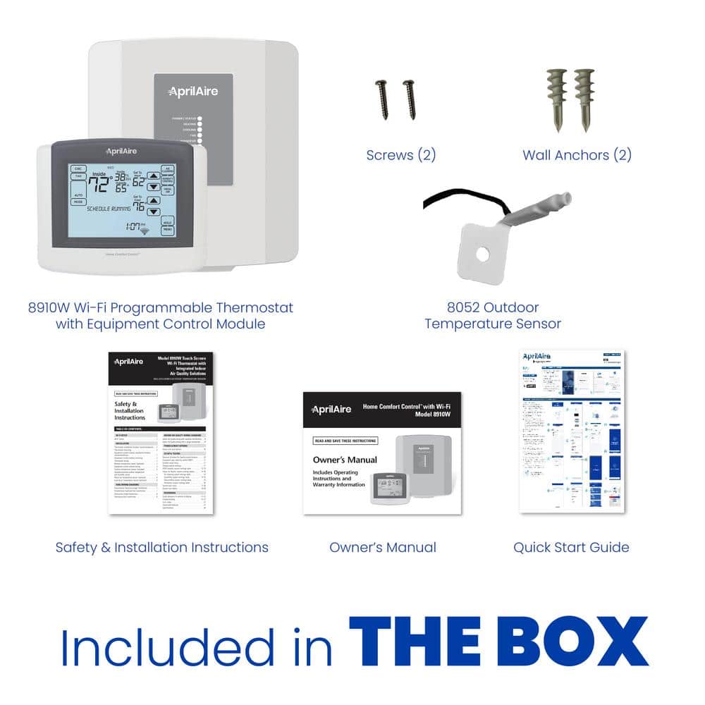 Aprilaire 8910W Wi-Fi Programmable Touchscreen Thermostat with IAQ Control