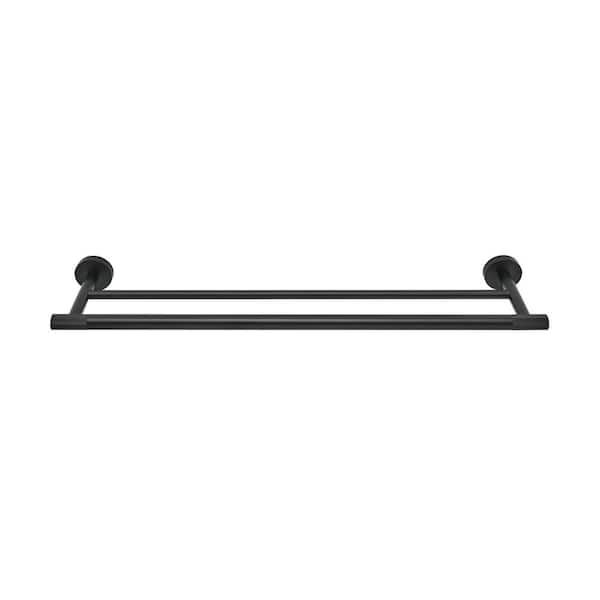 Swiss Madison Avallon 24 in. Wall Mounted Double Towel Bar in Matte Black