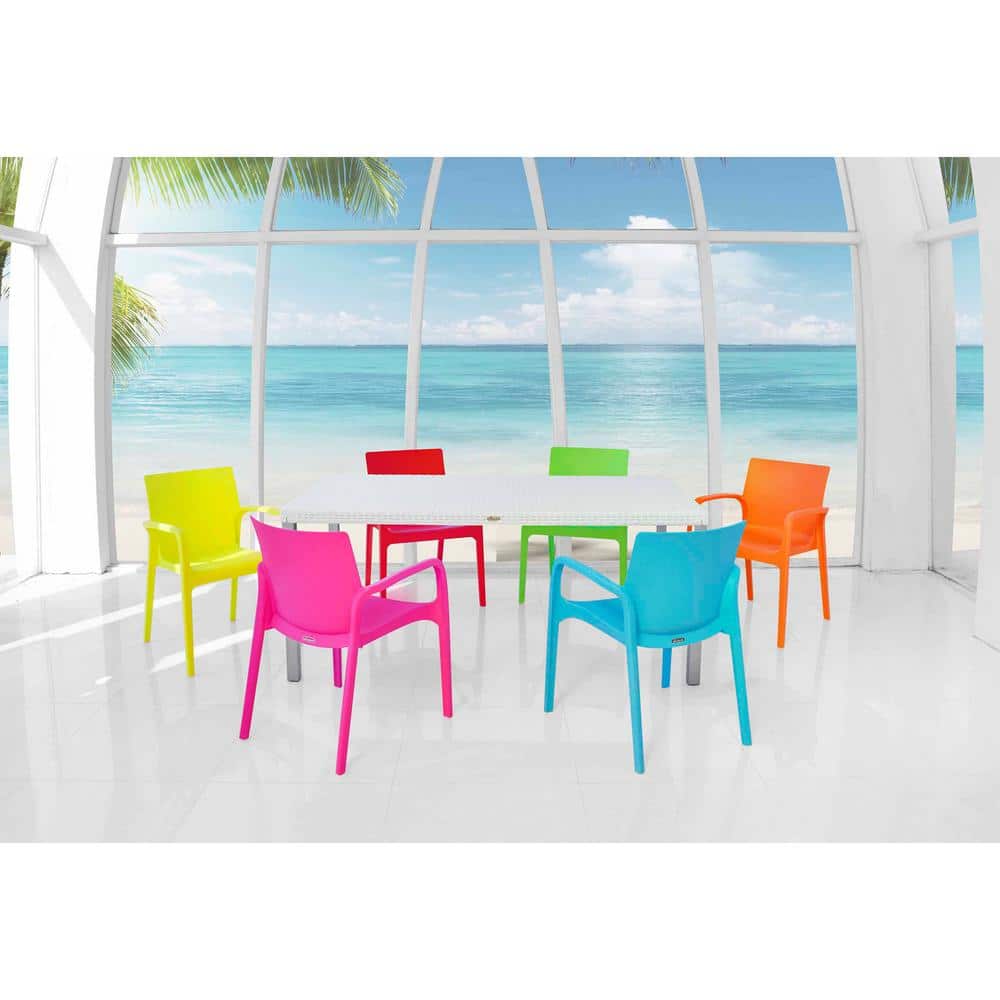 Alissa Turkish Blue Stackable Polypropylene Dining Armchair Set