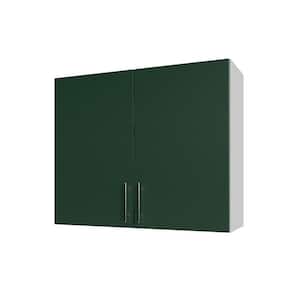 Miami Emerald Green Matte 36 in. x 12 in. x 30 in. Flat Panel Stock Assembled Wall Kitchen Cabinet