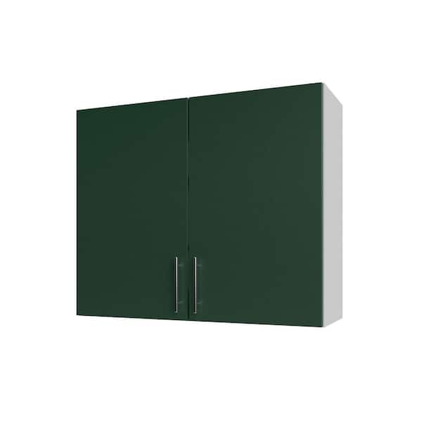 WeatherStrong Miami Emerald Green Matte 36 in. x 12 in. x 30 in. Flat Panel Stock Assembled Wall Kitchen Cabinet