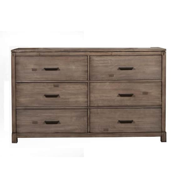 Benjara 60 in. Brown 6-Drawer Wooden Dresser Without Mirror