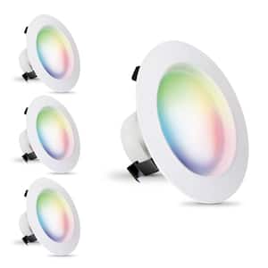 4 in. 50-Watt Equiv Smart Wi-Fi RGBW Color Changing Tunable White Integrated LED Retrofit Recessed Light Trim (4-Pack)