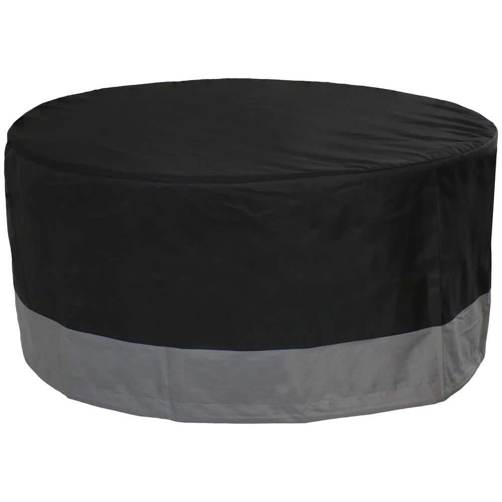 Heavy-Duty Black and Gray Round Fire Pit Cover, 80" x 25"